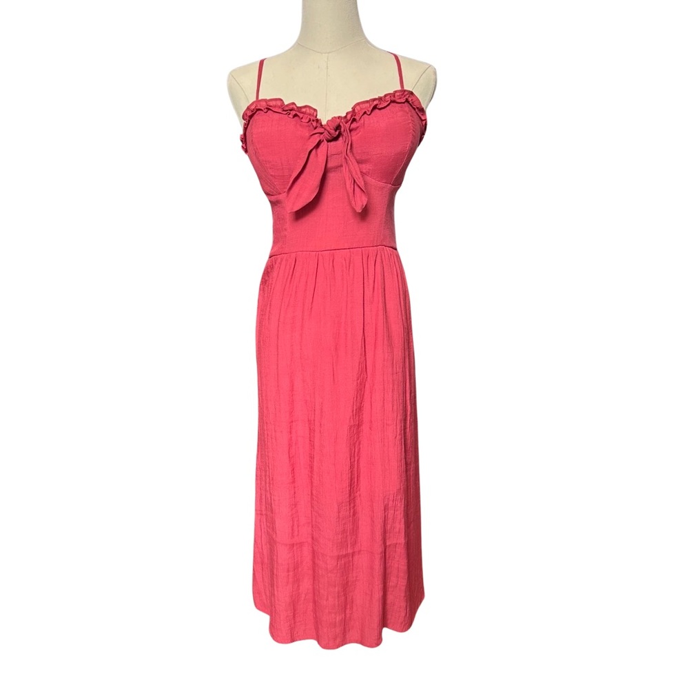 Women's AUW Midi Sundress with Built-in Cups & Adjustable Straps Burgundy XL